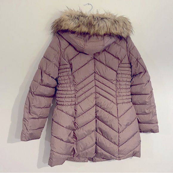 PRICE DROP Laundry By Shelli Segal Rose color Puffer Coat with Faux Fur Hood - Picture 2 of 7
